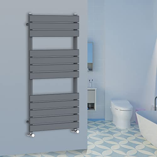 Warmehaus 1200x600mm Flat Panel Heated Towel Rail Central Heating Towel Warmer for Bathroom Kitchen Anthracite
