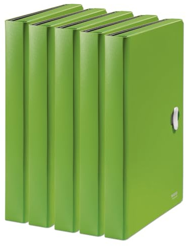 Leitz Recycle Projektmappe A4, 5er Pack, Für 250 Blatt, Hochwertige Dokumentenablage sortiert nach A-Z, Kunststoff, 100 % recyclebar, Umweltfreundlich, Recycle Serie, Grün, 46240055