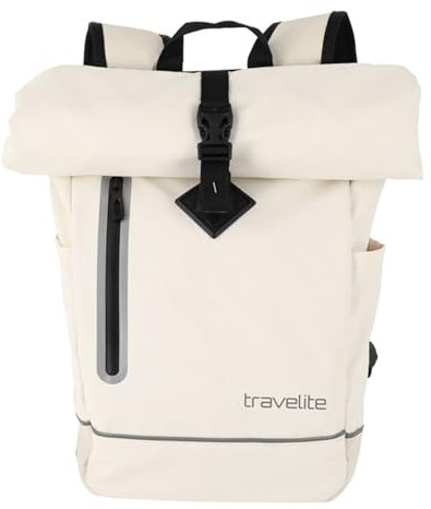 Travelite BASICS Rucksack aus wasserfestem Material, Schulrucksack aus Polyester mit Reflektoren + Roll-Up Verschluss, 400g, 48 cm, 19 Liter