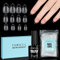 TOMICCA Capsule Americaine Ongle, Faux Ongles en Amande Court, 4 en 1 Colle Faux Ongles, Americaine Ongles Couverture Complète Pour Débutant Salons de Manucure Gel