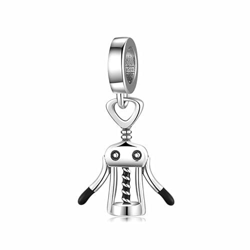 Charm Korkenzieher Vintage Flaschenöffner Anhänger 925 Silber - Les Folies für Pandora, Sterling-Silber, Zirkonia