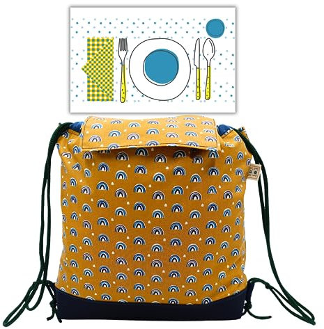 E T K R EL TALLER DE COSTURAS Mochila de Cuerdas Infantil - Bolsa Saco para Guardería, Preescolar, Primaria y Vuelta al Cole (Amarillo)