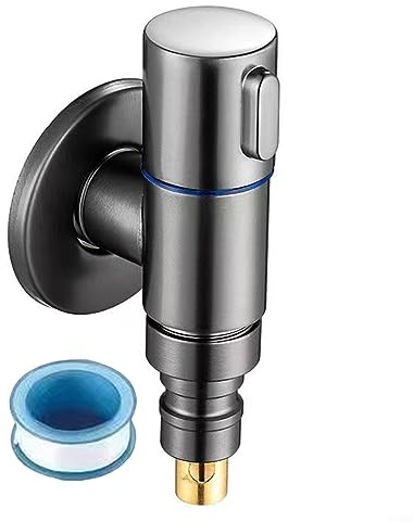 Doppelsteuerungs-Eckventil, 1 -Two Out Waschmaschine Edelstahl Doppelsteuerung Wasserhahn Rückschlagventil Set für Küchenspüle