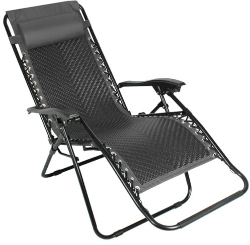 RANSENERS Klappbare Gartenliege Stuhl mit Metallgestell und Polyrattan Liegefläche - Verstellbare Relaxliege mit Bequemem Leicht und Langlebig