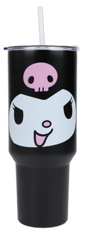Bioworld Kuromi - Vaso de acero inoxidable con tapa a prueba de fugas (1,134.0 g)