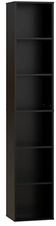 Panana 2-6 Tier Cube Bookcase, Wooden Book Shelving Freestanding Storage Unit Open Shelf For Home Office Display (Black, 6 Tier)