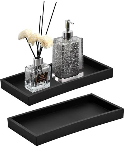 2 Stück Badezimmer Tablett,Badezimmertablett,Harz Schminktisch Tablett,Harz Tablett,Badezimmertablett Organizer,Rechteckige Harzschale Platte für Gewebe Kerzen Handtuch Kleine Kosmetisch (A)