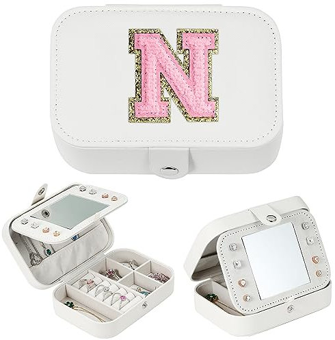 TINGN Reise Essentials Reise Schmuckkästchen Mädchen - Schmuckschatulle Mädchen Buchstaben Schmuckkästchen Mädchen Reise Frauen Geschenke Schmuckkasten Damen Mädchen Reise Essentials Schmuckdose