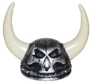 Wikinger Kostüm Outfit Mittelalter Nordmann Accessoires Helm Horn Bart Hammer Fasching Karneval Vintage-Kostüm, Motiv wählen:62382 Wikinger-Helm Silber