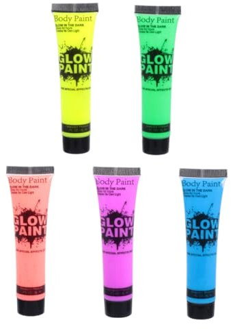 Angoily 5piezas Unidades Maquillaje Fluorescente Pintura Corporal Neon Uv Pintura Facial Rayos Uv Para Fiesta Fotos