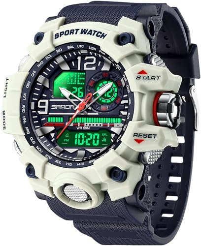 findtime Militär Große Armbanduhr Herren Uhren Analog Digitaluhr 5 ATM wasserdichte Outdoor Taktische Sportuhr mit Wecker Datum 12/24H LED Stoppuhr für Männer Jungen