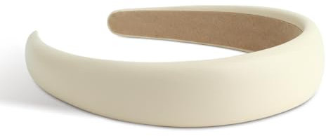 SXQLYH Damen Haarreifen Breit Gepolstert Stirnband Haarband, Weiches PU-Leder, Gepolstertes stirnbänder Klassisch Style Haarband Mode Bequeme Stirnbänder für Frauen und Mädchen (Creme)