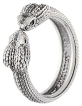 COPPERTIST.WU Amphisbaena-Ring Personalisierte Schlange Ringe Schlangenring Reptil Tier Vintage Ästhetischer Schmuck für Männer Frauen (Silber-Anpassen Augen)