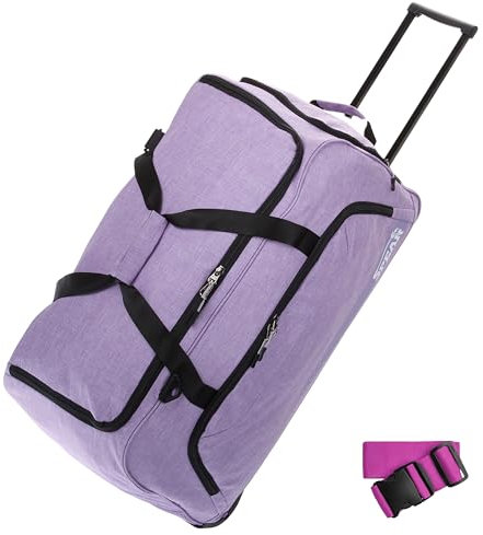 Spear Trolley Reisetasche groß XXL Koffer 85 Liter, 68 cm Tasche Schultergurt Reisegepäck Rolltasche Damen Herren Gepäck Reise Trolly 910 + Koffergurt (Flieder Lila (Violett hell))