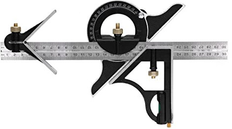 Telituny Kombinationswinkel-Lineal aus Edelstahl, 300 mm, verstellbar, Tischlerei, Messwerkzeug für Holzbearbeitung, Hausreparatur