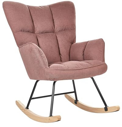 Beliani Schaukelsessel aus Stoff rosa gepolstert Schaukelstuhl modern gemütlich Oulu