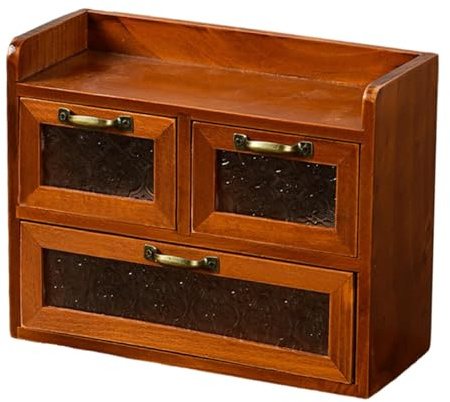 Almencla Make Up Organizer Glas Holz Schmuckaufbewahrung Kosmetikkasten Vintage Handarbeit für Schlafzimmer Badezimmer Ankleidezimmer Arbeitszimmer, Stil B
