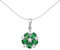 Jewelco London Ladies Sterling Silver Emerald-Green Oval Cubic Zirconia Tudor Rose Flower Petal Pendant Necklace 18 inch