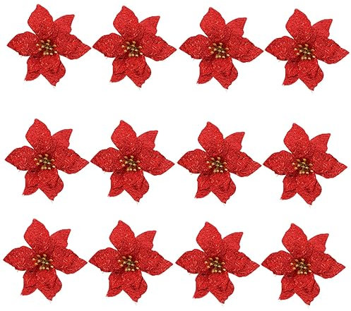 RORPOIR 12stücke Weihnachtsbaum Dekoration Mit Kunstblumen Festliche Accessoires Für Weihnachten Für Räume Geschäfte Und Fotorequisiten