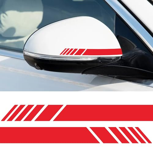 Flaconi Auto Aufkleber,Autoaufkleber Tuning,Auto Aufkleber Streifen,Aufkleber für Auto,Aufkleber für den Rückspiegel,Auto-Deko-Streifen,Geeignet für Auto-Außenzubehör,Rückspiegel-Aufkleber (Rot)