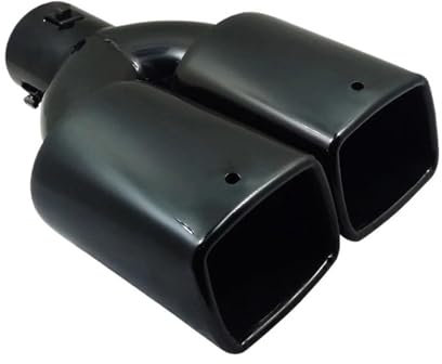 MZEER Universal 63 Mm Auto-Einlass Doppelrohr-Endrohr Endrohr Schalldämpfer Schwarz Piano Outlet Edelstahl Autozubehör