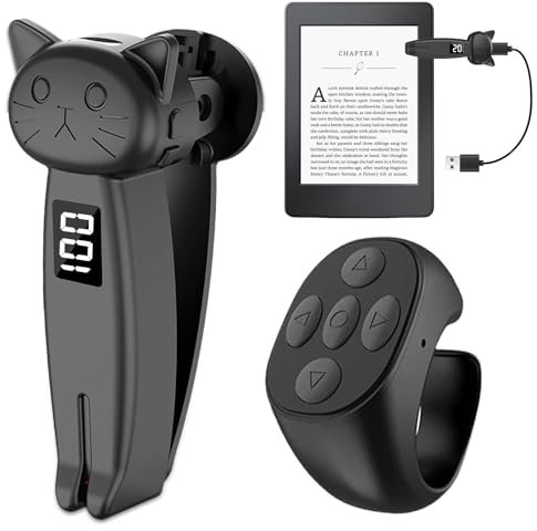 RF Fernbedienung Seitenwenden zum Lesen für Kindle Paperwhite Oasis Scribe Kobo, Page Turner für Phone iOS Android Tablets Comics Romane Fotografieren Kamera Videoaufzeichnung(Schwarz)