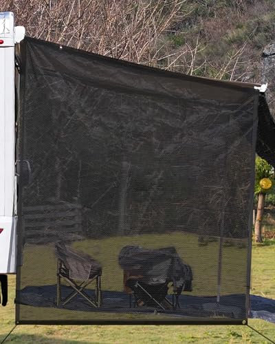 FoundGo Sonnenschutz Markise Wohnmobil [250x215cm 220g/㎡ HDPE] 75% View Blocker Sonnenschutz Vorderwand Markise für Wohnmobil inkl. 2 Bodennägel + 4 Gummiseil + Tragetasche (Höhe x Breite)