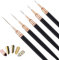 5pcs Pinceaux pour Nail Art, Pinceaux à Ongles Outil de Dessin pour Ongles Détails Fins Stylo de Dessin Artistique pour Peinture au Trait pour Vernis à Ongles en Gel Tailles 4/8/12/20/25mm