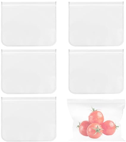 Reusable Freezer Bags 6 Packs Dishwasher Safe Gallon Food Bags Ziplock Bags Stand Up Extra Thick Leakproof Reusable Freezer Bags for Food Storage Meal Prep and Travel Eco-Friendly Stand-Up Design