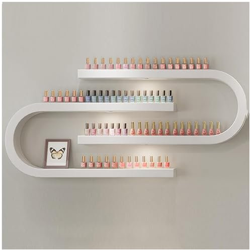 Wandmontiertes Nagellack-Regal für Salonladen, schwebende Regale, Aufbewahrung, Schwarz