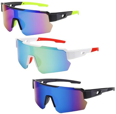 Schnelle Brille Herren Damen, Fahrradbrille Herren Polarisiert, UV400 Sport Sonnenbrille Herren Polarisiert Sportbrille Laufbrille Sonnenbrille Rennrad Brille für Fahrrad/Ebike/Laufen (Mehrfarbig)