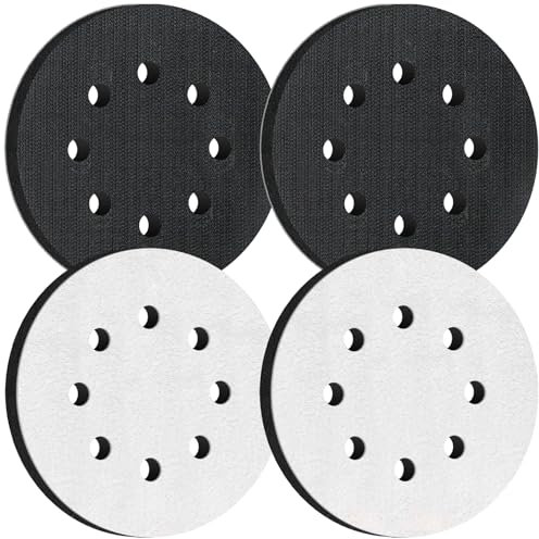 Pukamam 4 Pcs 5 Inch Foam Sponge Sanding Pads 8 Hole Hook and Loop Interface Pads for Random Orbital Sander