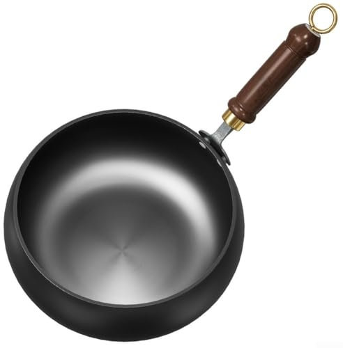 GLFLOW Forged Iron Big Belly Pot, Hand Forged Iron Frying Pan Uncoated Big Belly Pot For Versatile Cooking Heat Retention 26.513.527.5cm(A)