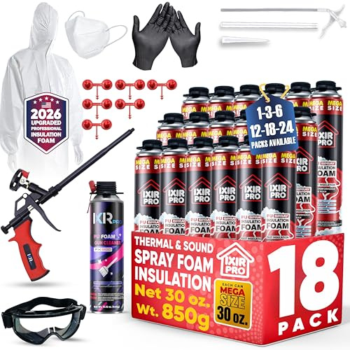 Spray Foam Insulation Kit, 18 Pack x 30 oz, Expanding Foam Sealant Spray
