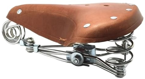 Vintage-Fahrradsattel Aus Rindsleder Mit Nieten For MTB Und Straße | Die klassische Form im alten Stil eignet sich for Retro-Fahrradmodifikationen und Fahrten im Freien(Brown)