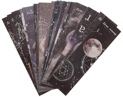 DEARMAMY 60 Stück Niedliche Lesezeichen zum Thema Weltraum aus Papier Selbstgemacht Lesezeichen für Schüler mit Planetenmotiv für Kreative Bastelprojekte im Schulalltag