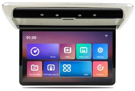 14 Zoll Autodachmonitor TV Flip Down 1080P Video HD Bildschirm IPS mit 16-farbigem Umgebungslicht(Grey)