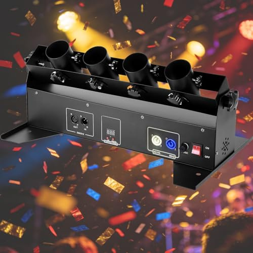 Konfetti-Gebläse for Live-Events, elektrische 4-Kopf-Konfettikanone, professionelle Konfetti-Werfer mit Fernbedienung for Hochzeiten, Disco-Shows, Clubs, Bühnenpartys.