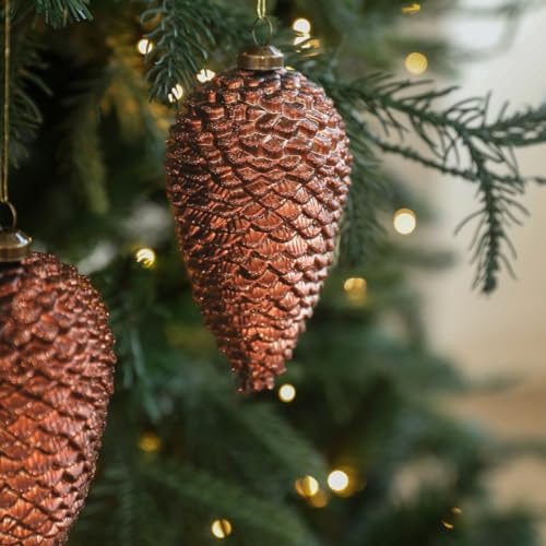 Set mit 3 glitzernden Tannenzapfen aus Kunststoff für Weihnachtsbaum und Urlaubsdekor-Szenen (hellgold)