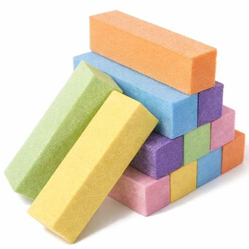 Hadnves 12 Pcs Nail Buffer Block 4 Sided Manicure Smooth Sanding Multicolor Professional Polisher Buffer Medium Grit Block for Acrylic Natural Gel Nails Fingernail Buffing Shine Set Filer