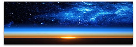 Paul Sinus Art Panoramabild auf Leinwand und Keilrahmen 150x50cm Erde Weltall Galaxie Sterne