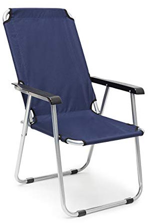 Relaxdays Camping Klappstuhl HBT 92 x 55 x 75 cm Campingstuhl zum Falten für Garten Balkon und Festival Outdoor Faltstuhl als Angelstuhl und Festivalstuhl zum Falten, dunkelblau