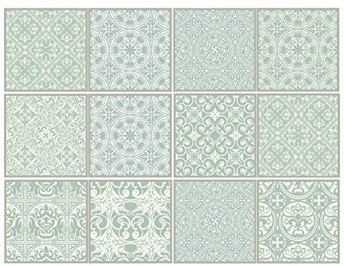cuadros-lifestyle Dekorative Stickerfliesen 20x20 cm mit tollen Motiven und Ornamenten für Wände und Fliesen | 12 teiliges Set | seidenmatt