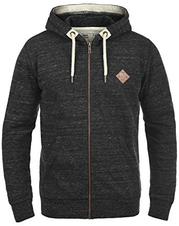 !Solid SDCraig Herren Sweatjacke Kapuzenjacke Hoodie mit Kapuze Kordelzug Reißverschluss Kängurutasche Baumwollmischung Regular fit, Größe:L, Farbe:Black (9000)