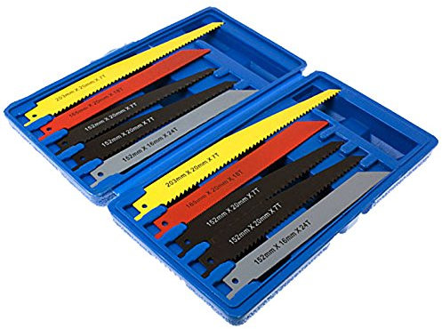 Voche 10 Piece Reciprocating Saw Blade Set - Multi-Colour + Storage Case