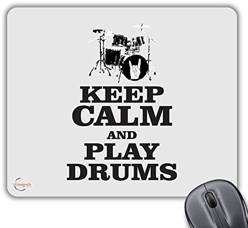 Coralgraph Inc CP350 Keep Calm and Play Drums Novelty Gift Printed PC Laptop Computer Mouse Mat Pad