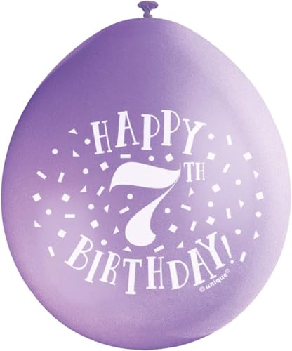 Happy 7th Birthday Assorted Colors Latex Balloons (22cm) Pack of 10 - Festive & Fun Party Decorations
