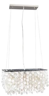Licht-Erlebnisse Pendelleuchte Metall echtes Perlmutt Modern kunstvoll länglich verspielt Esszimmer Wohnzimmer Lampe Hängend