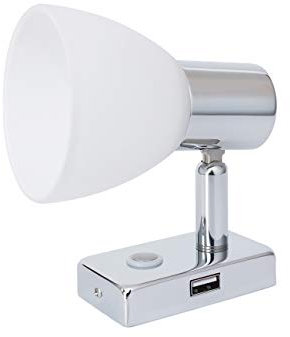 lighteu, 12V 2W D1 USB Decken- / Wandstrahler, Chrom-Finish, Nachttischlampe, Leselampe mit Touch-Schalter dimmbar warmweiß/blaues Licht für Yacht, Caravan, RV
