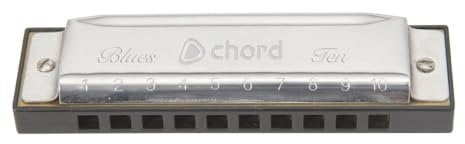 Chord | 10 Hole Harmonica With Case & Cleaning Cloth | Key C